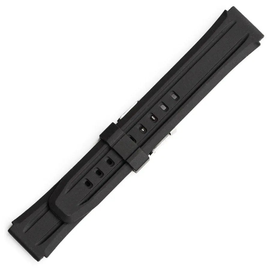 Hirsch 09180-92050 Ayrton Black Leather-Rubber Strap