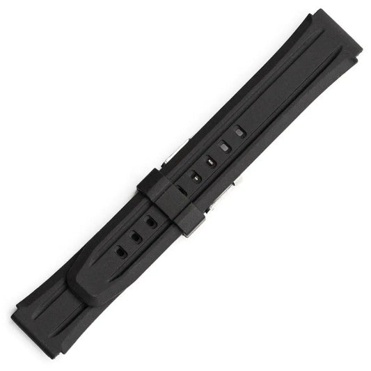 Hirsch 09180-92050 Ayrton Black Leather-Rubber Strap