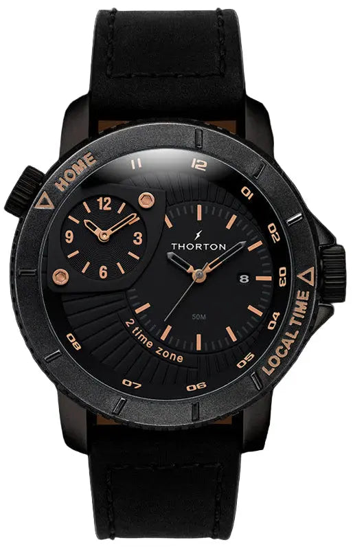 Thorton 9203111 Horik Black Leather Strap