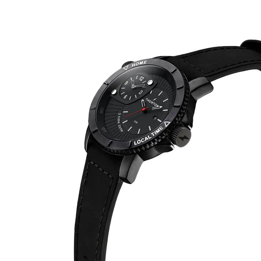 Thorton 9203112 Horik Black Leather Strap