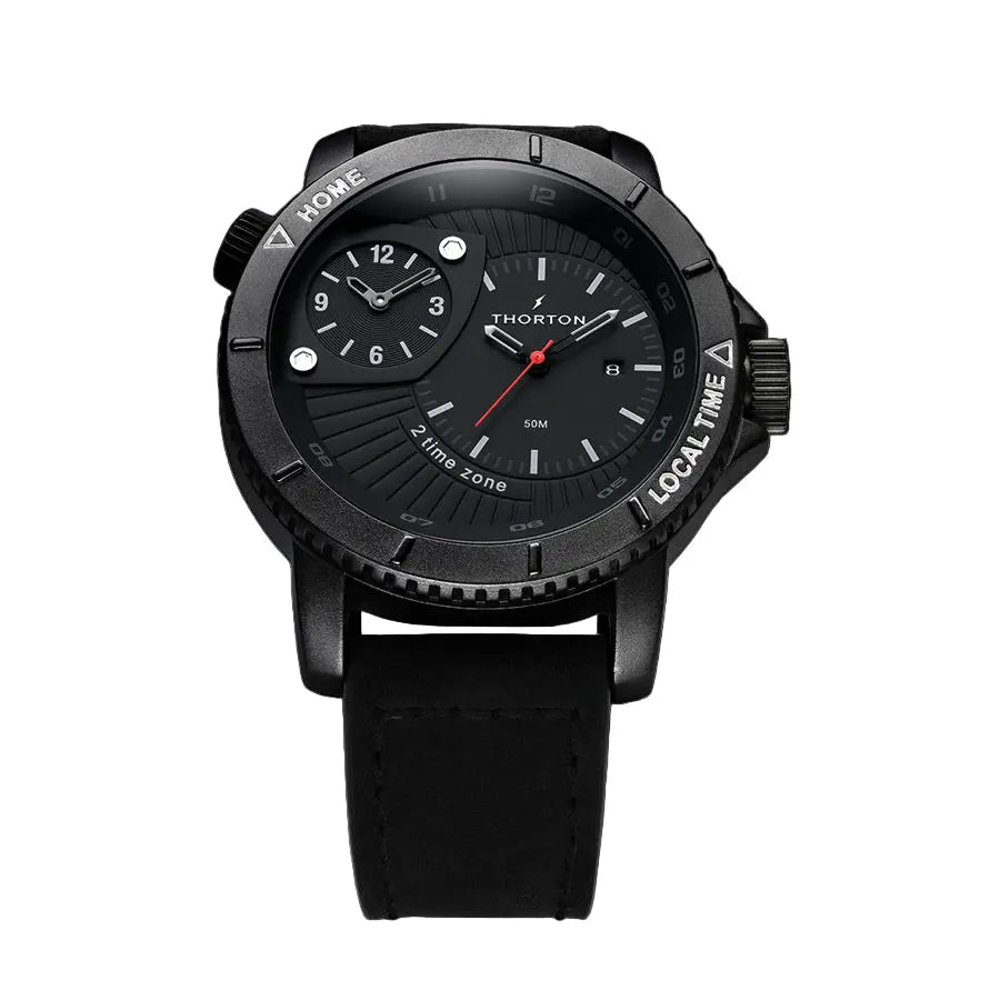 Thorton 9203112 Horik Black Leather Strap