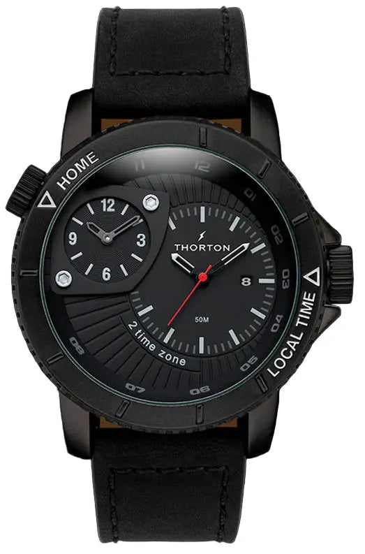 Thorton 9203112 Horik Black Leather Strap