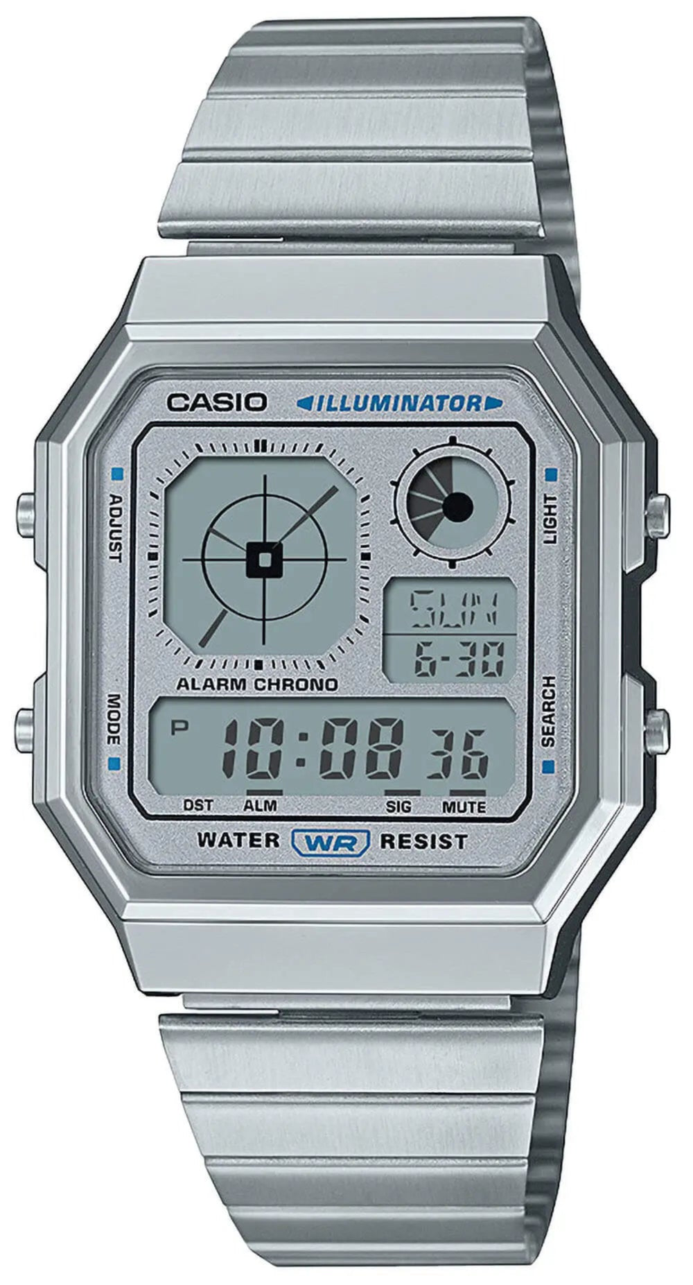 CASIO A-130WE-7AEF Vintage Digital Stainless Steel Bracelet