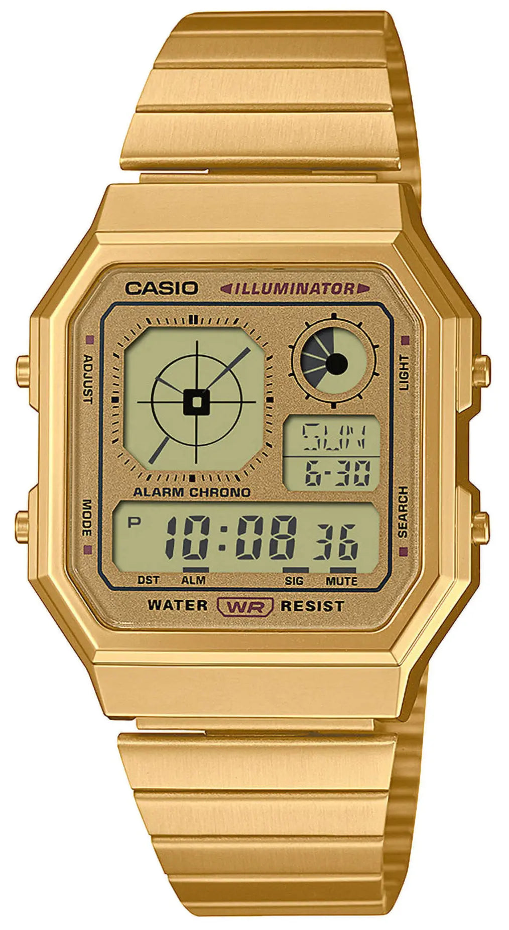 CASIO A-130WEG-9AEF Vintage Digital Gold Stainless Steel Bracelet