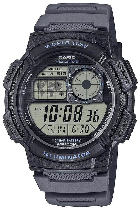 Casio AE-1000W-8AVEF Digital Grey Rubber Strap