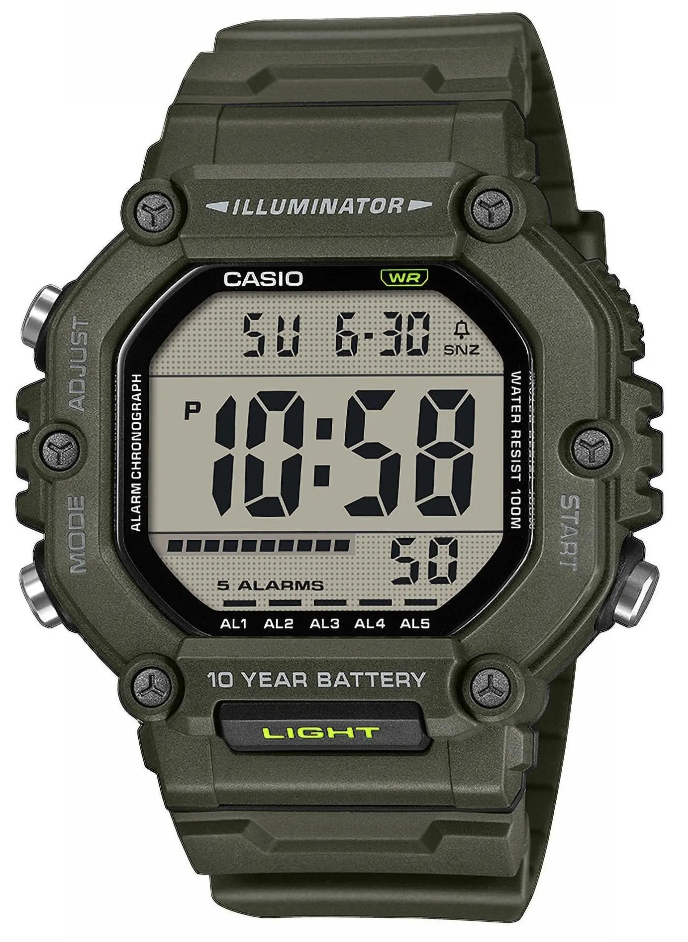 Casio AE-1600HX-3AVEF Digital Khaki Rubber Strap