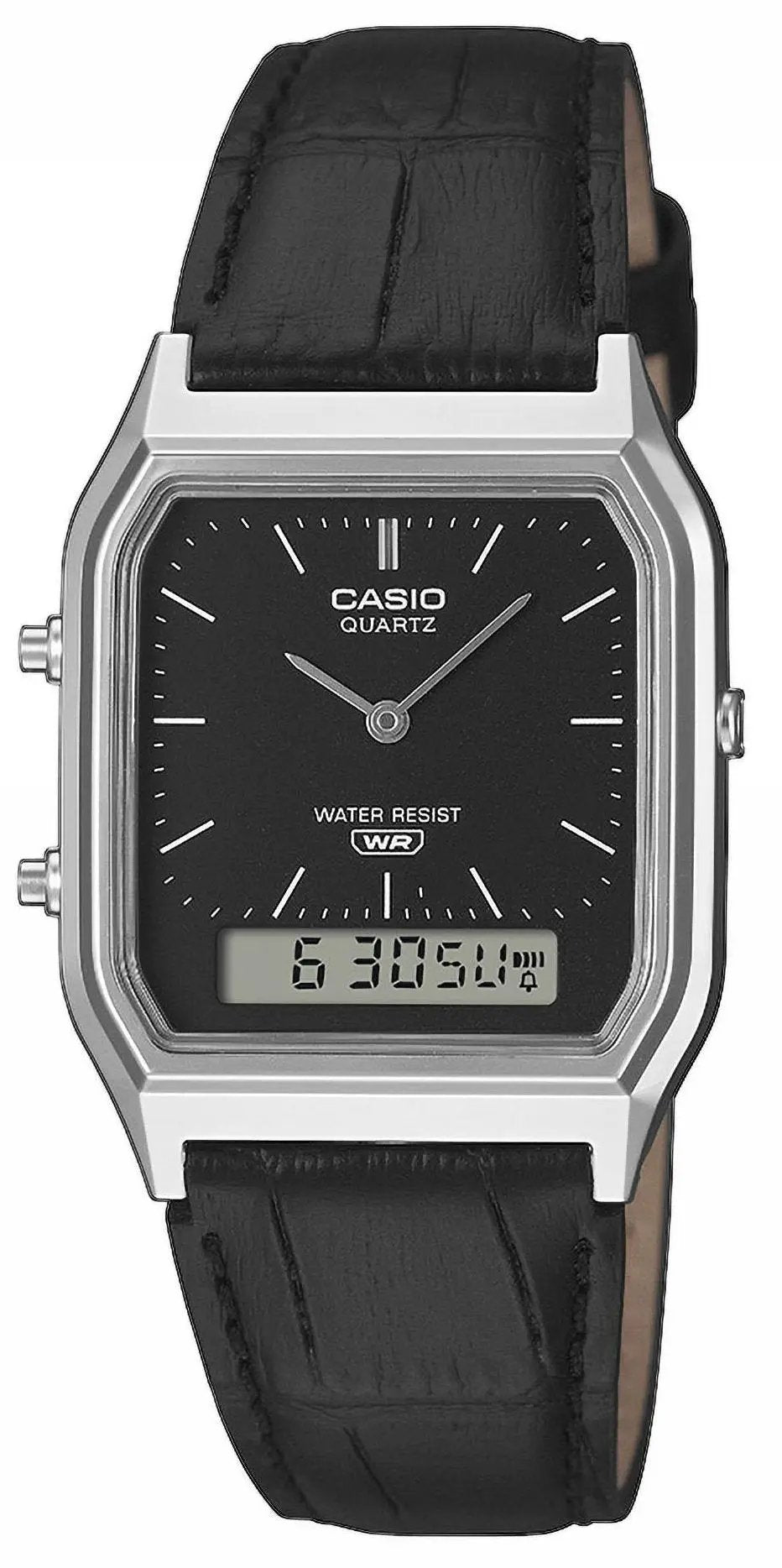 CASIO AQ-230EL-1AEF Collection Black Leather Strap