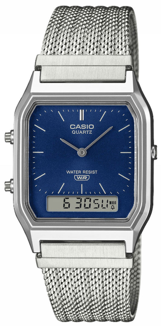 CASIO AQ-230EM-2AEF Vintage Silver Stainless Steel Bracelet