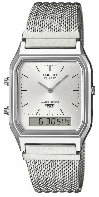CASIO AQ-230EM-7AEF Vintage Silver Stainless Steel Bracelet