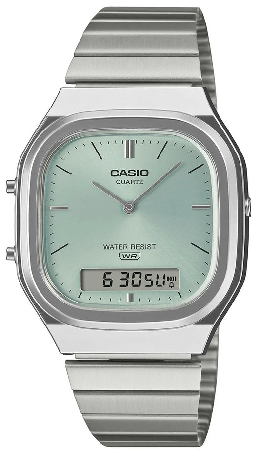 CASIO AQ-240E-2AEF Vintage Silver Stainless Steel Bracelet