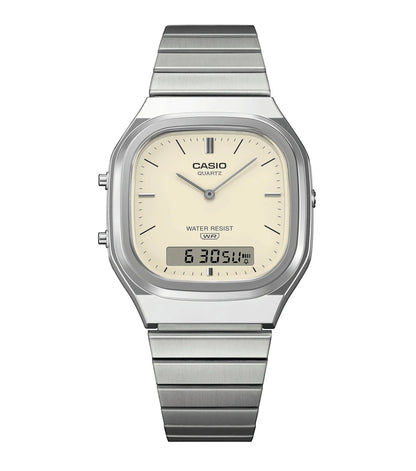 CASIO AQ-240E-7A2EF Vintage Silver Stainless Steel Bracelet