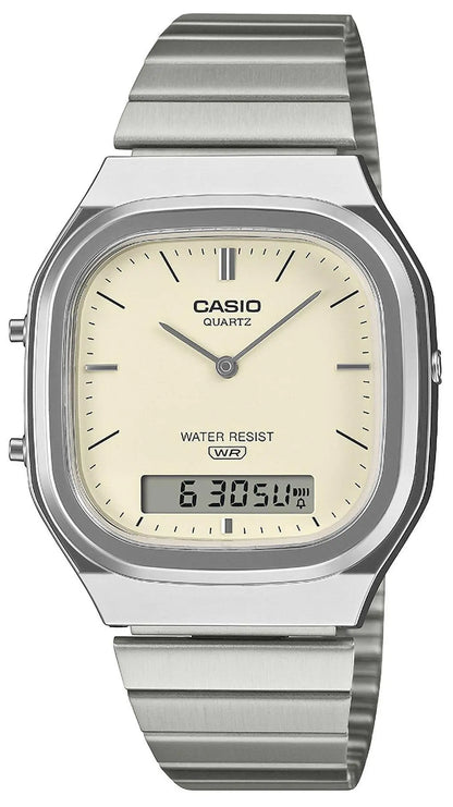 CASIO AQ-240E-7A2EF Vintage Silver Stainless Steel Bracelet