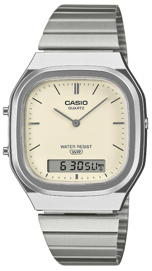 CASIO AQ-240E-7A2EF Vintage Silver Stainless Steel Bracelet