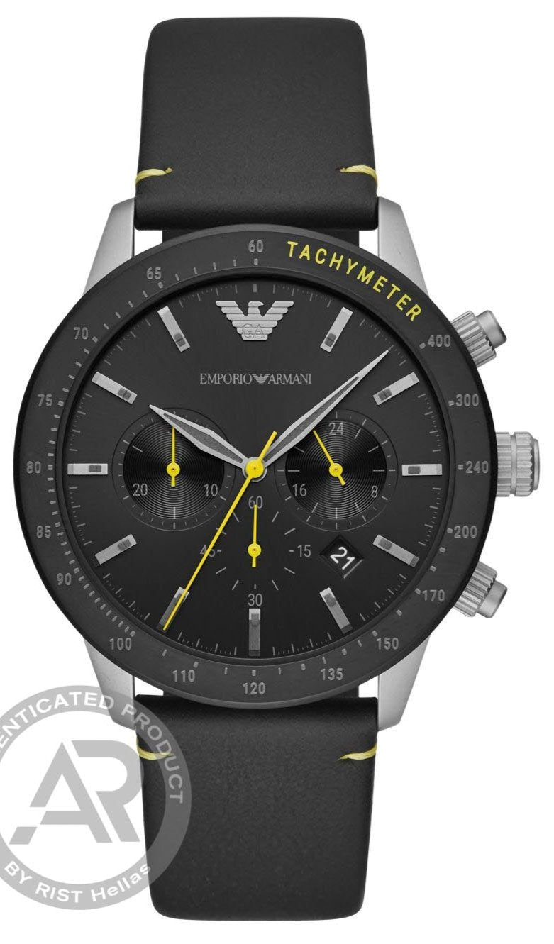 Emporio Armani AR11325 Chronograph Black Leather Strap