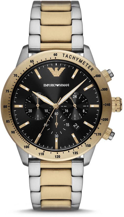 Emporio Armani AR11521 Mario Chronograph Two Tone Stainless Steel Bracelet