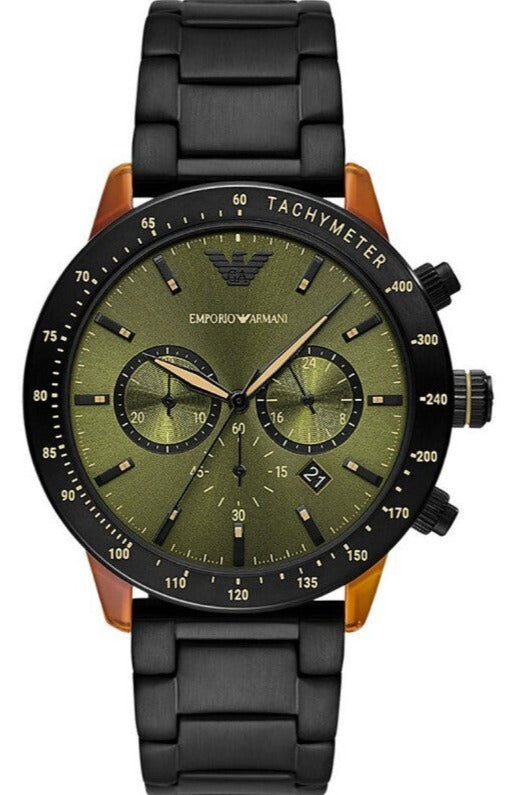 Emporio Armani AR11548 Mario Chronograph Black Stainless Steel Bracelet