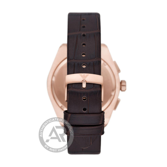 Emporio Armani AR11563 Federico Brown Leather Strap