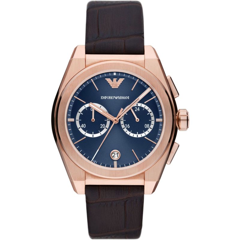 Emporio Armani AR11563 Federico Brown Leather Strap