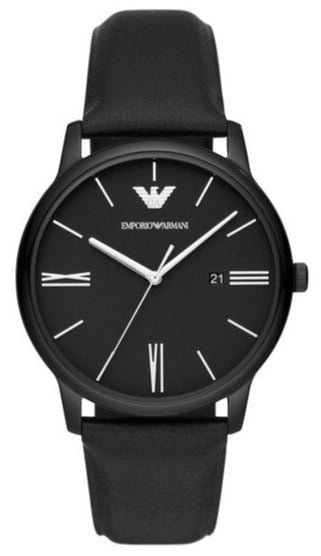 Emporio Armani AR11573 Minimalist Black Leather Strap