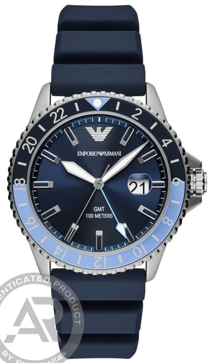 Emporio Armani AR11592 Diver GMT Blue Silicon Strap