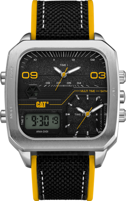 CATERPILLAR AS14921137 Retro D Multi Anadigi Black Rubber Strap