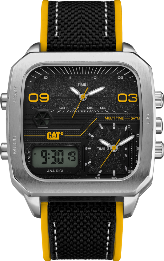 CATERPILLAR AS14921137 Retro D Multi Anadigi Black Rubber Strap