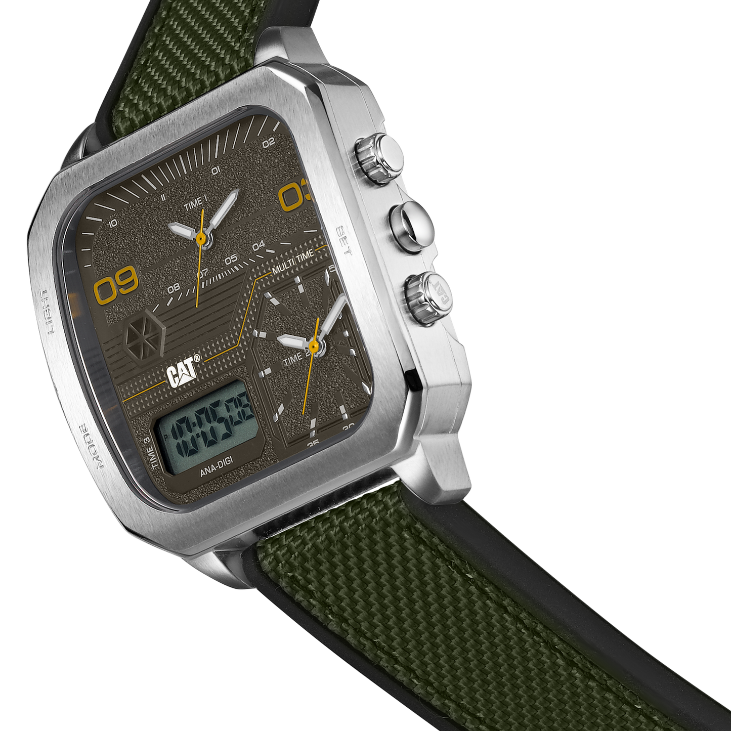 CATERPILLAR AS14923337 Retro D Multi Anadigi Khaki Rubber Strap