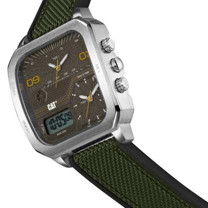 CATERPILLAR AS14923337 Retro D Multi Anadigi Khaki Rubber Strap