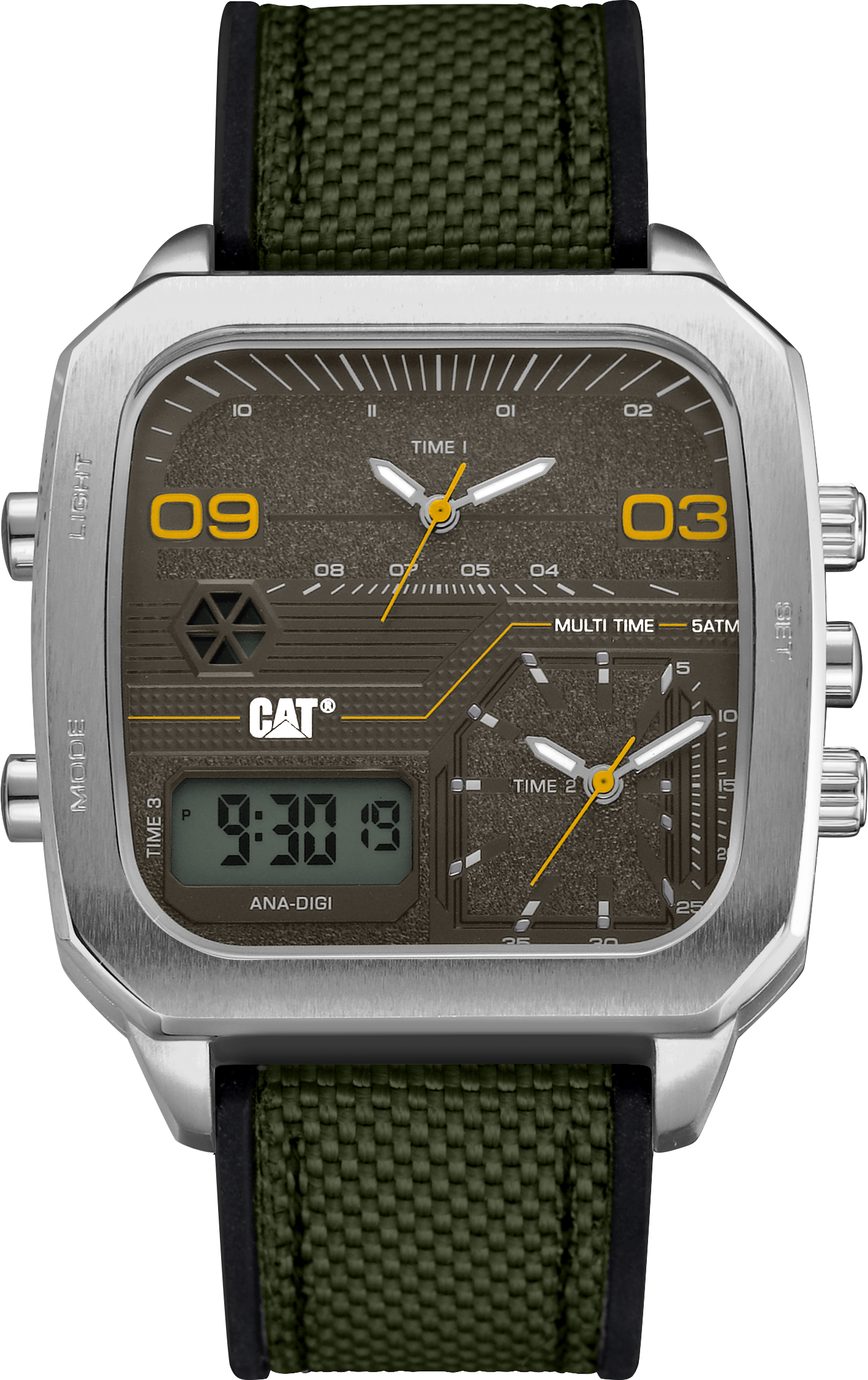 CATERPILLAR AS14923337 Retro D Multi Anadigi Khaki Rubber Strap