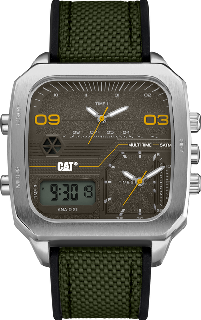 CATERPILLAR AS14923337 Retro D Multi Anadigi Khaki Rubber Strap