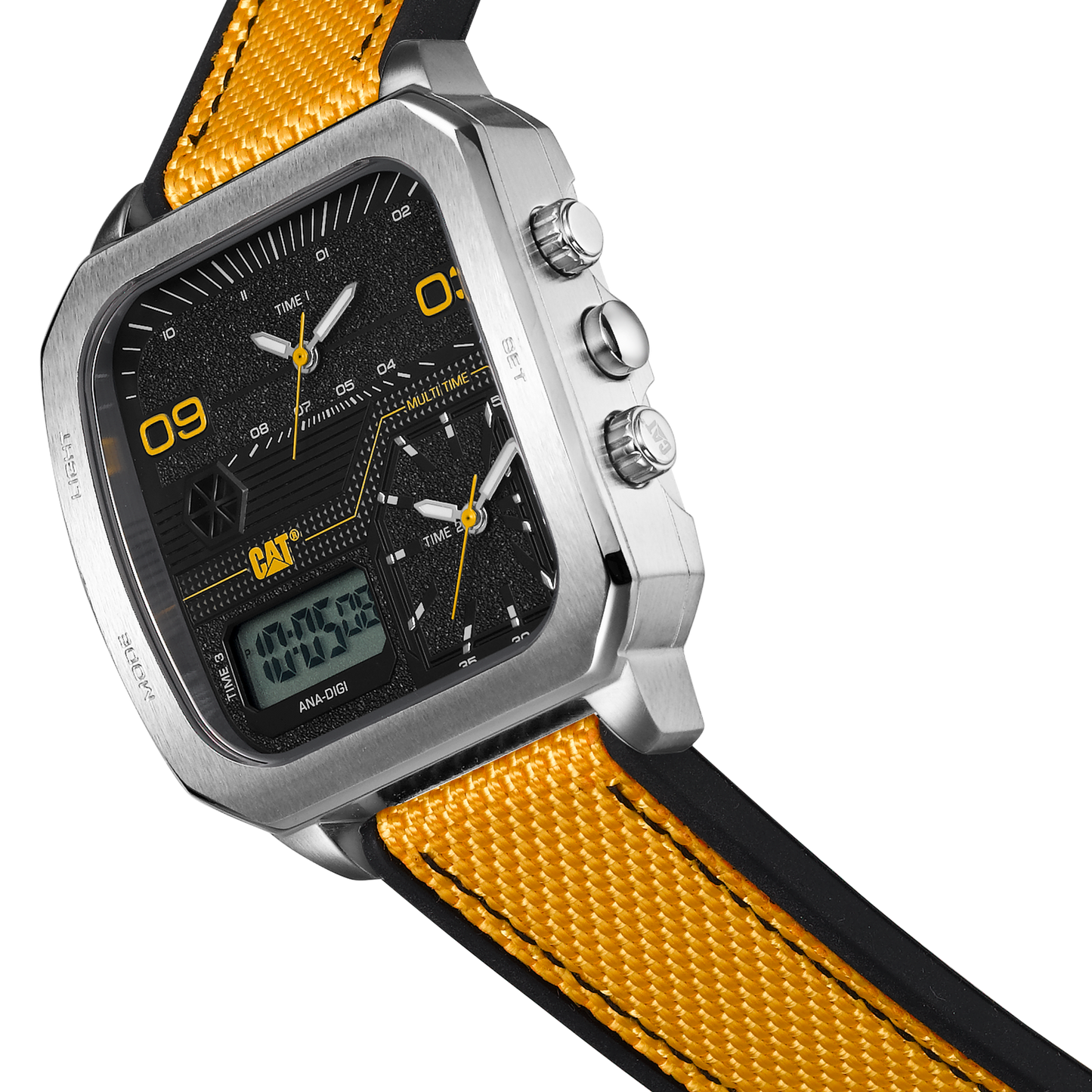 CATERPILLAR AS14927137 Retro D Multi Anadigi Yellow Rubber Strap