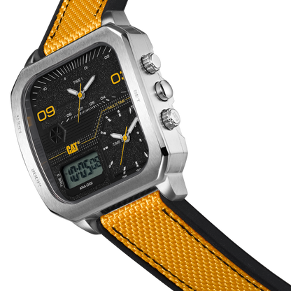 CATERPILLAR AS14927137 Retro D Multi Anadigi Yellow Rubber Strap