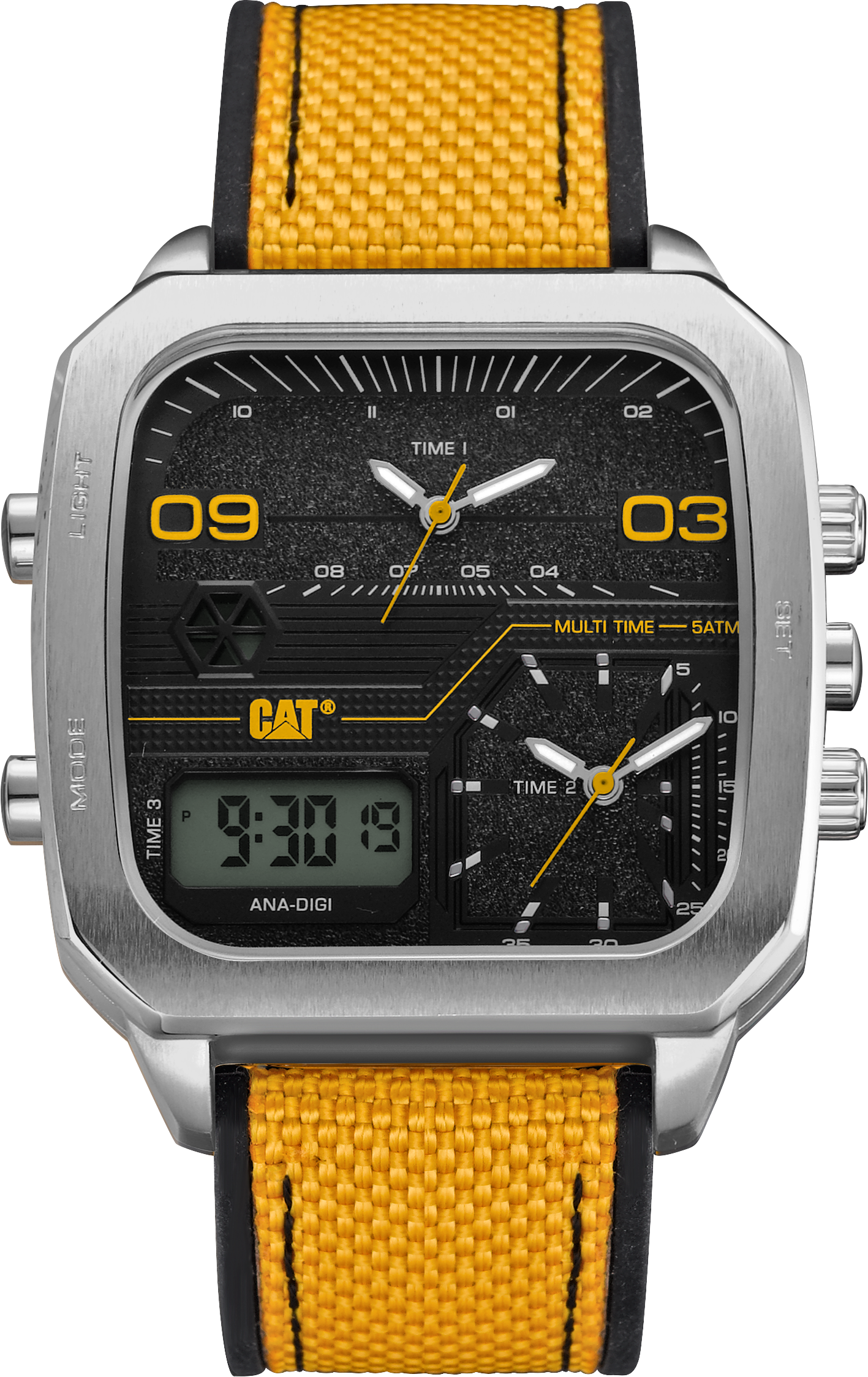 CATERPILLAR AS14927137 Retro D Multi Anadigi Yellow Rubber Strap