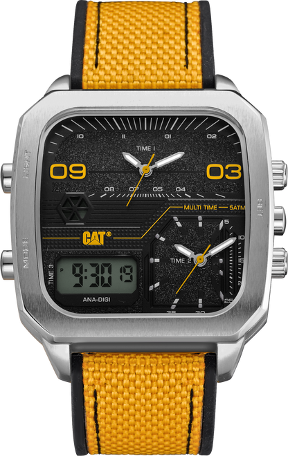 CATERPILLAR AS14927137 Retro D Multi Anadigi Yellow Rubber Strap