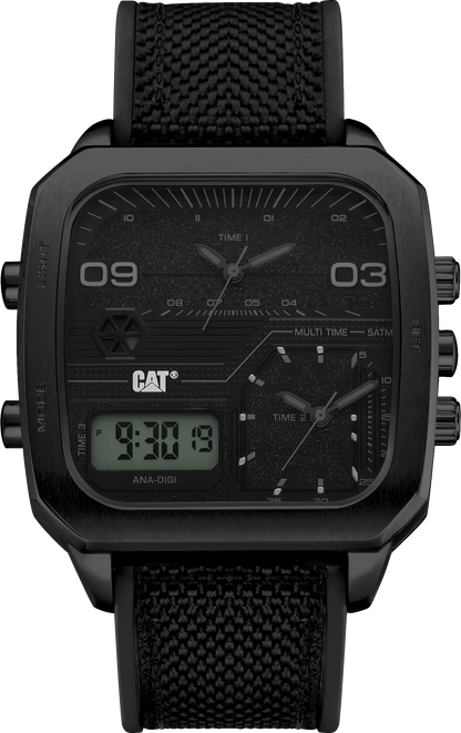 CATERPILLAR AS16921131 Retro D Multi Anadigi Black Nylon & Rubber Strap