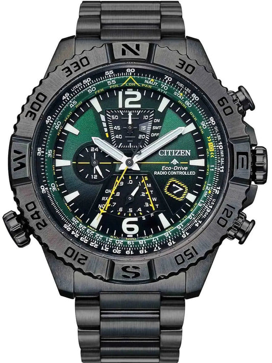 Citizen AT8227-56X Promaster Navihawk Eco-Drive RadioControlled Black Stainless Steel Bracelet