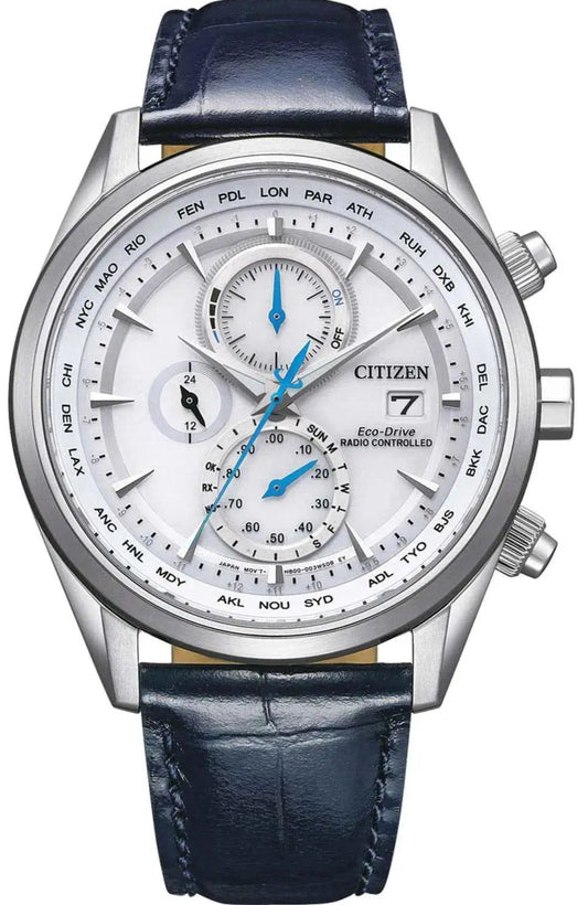 Citizen AT8260-85L Eco-Drive Chronograph Blue Leather Strap