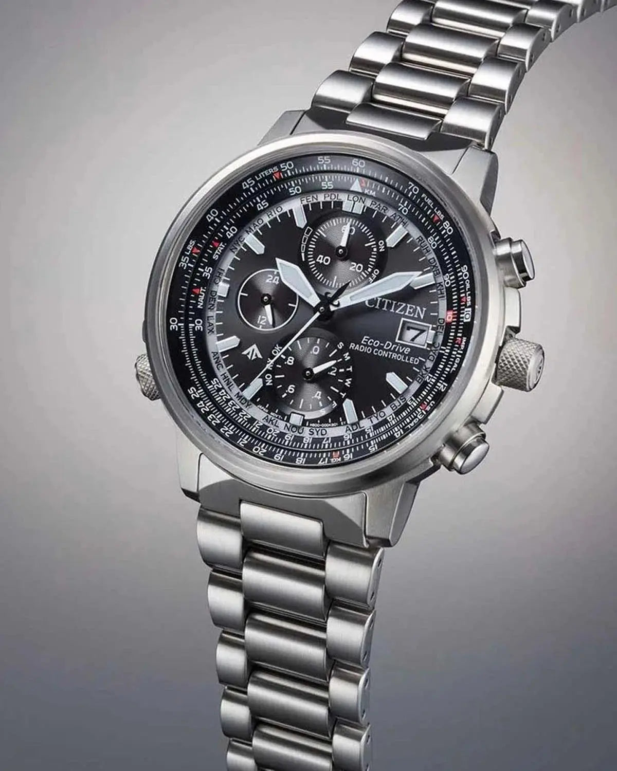 Citizen AT8300-58E Promaster Sky EcoDrive Chronograph Radiocontrolled Stainless Steel Bracelet
