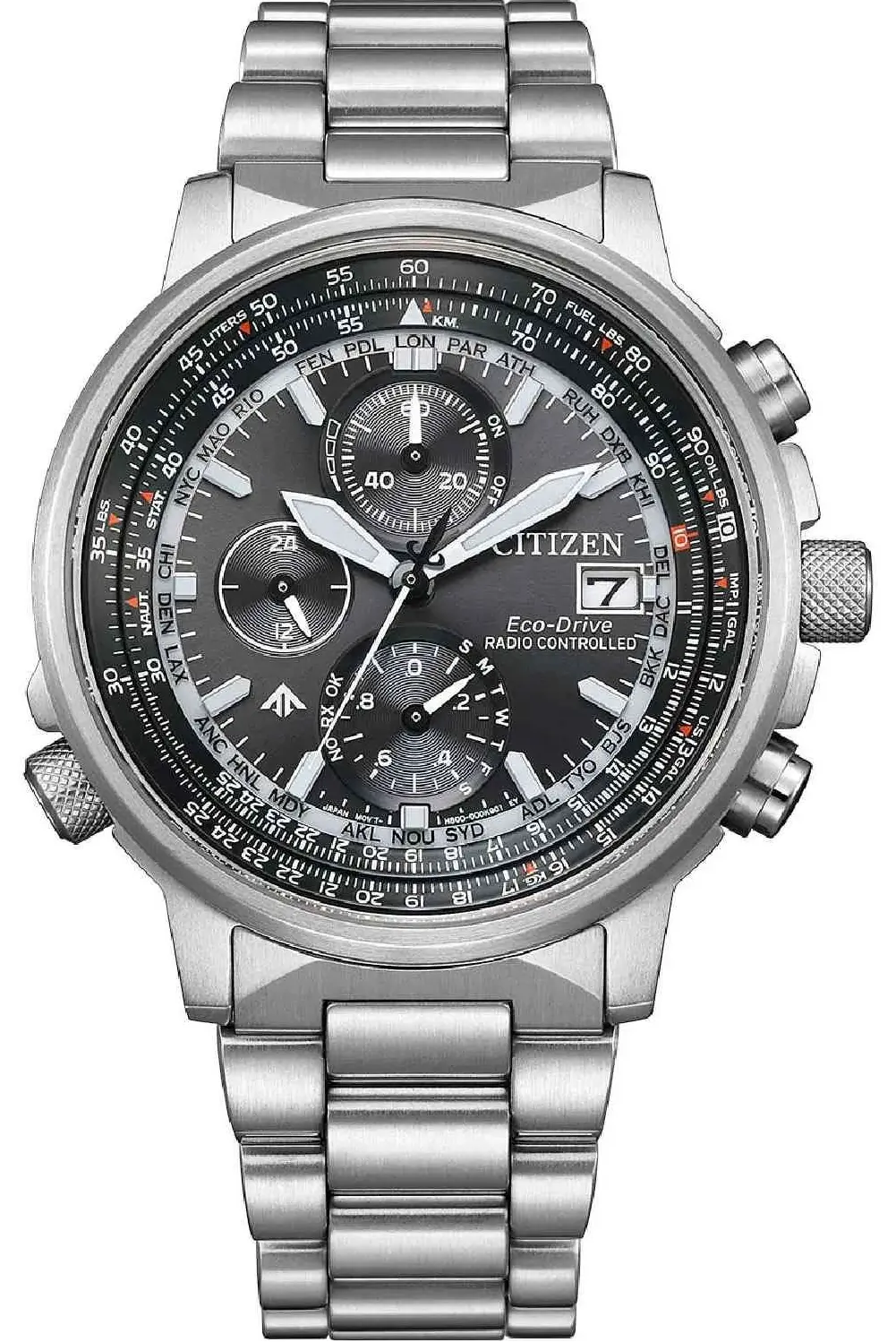 Citizen AT8300-58E Promaster Sky EcoDrive Chronograph Radiocontrolled Stainless Steel Bracelet