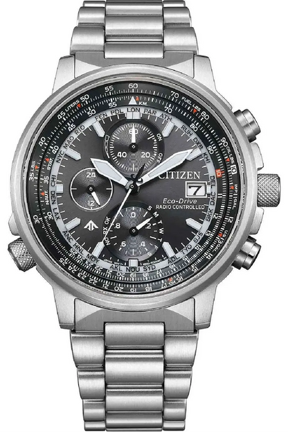 Citizen AT8300-58E Promaster Sky EcoDrive Chronograph Radiocontrolled Stainless Steel Bracelet