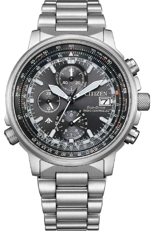Citizen AT8300-58E Promaster Sky EcoDrive Chronograph Radiocontrolled Stainless Steel Bracelet