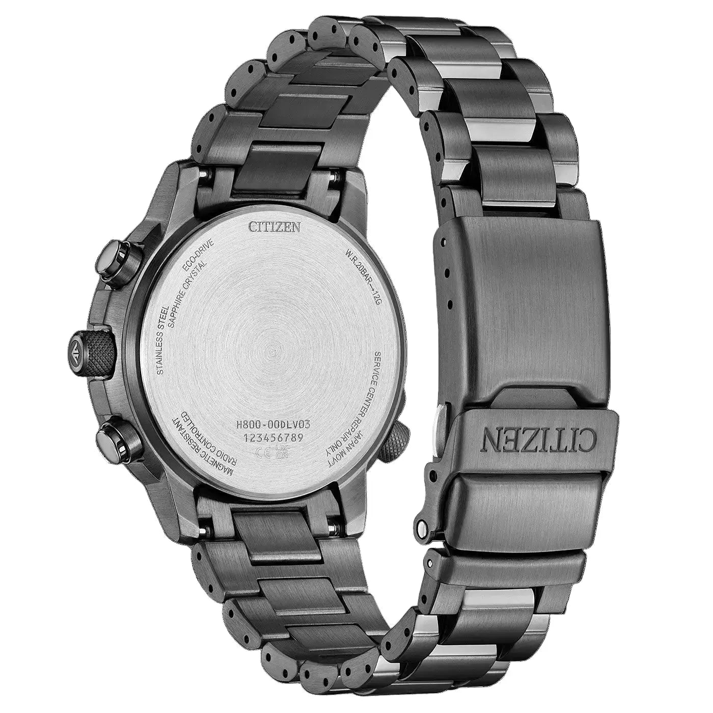 Citizen AT8300-58W Promaster Sky EcoDrive Chronograph Radiocontrolled Black Stainless Steel Bracelet Citizen