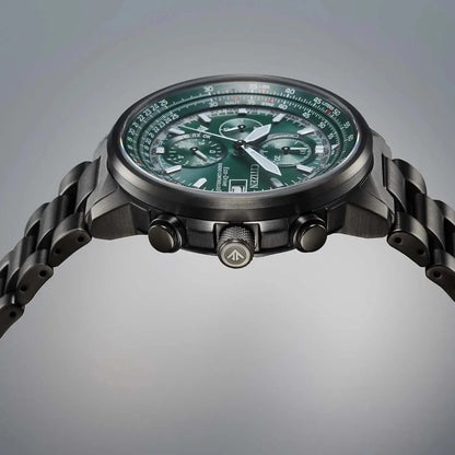 Citizen AT8300-58W Promaster Sky EcoDrive Chronograph Radiocontrolled Black Stainless Steel Bracelet Citizen