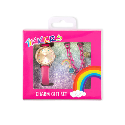 Tikkers ATK1089 Kids Rainbow Gift Set Pink Leather Strap