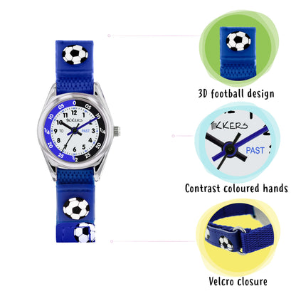 Tikkers ATK1090 Kids Football Gift Set Blue Fabric Strap