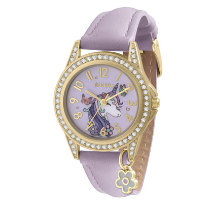 Tikkers ATK1106 Kids Unicorn Gift Set Purple Leather Strap