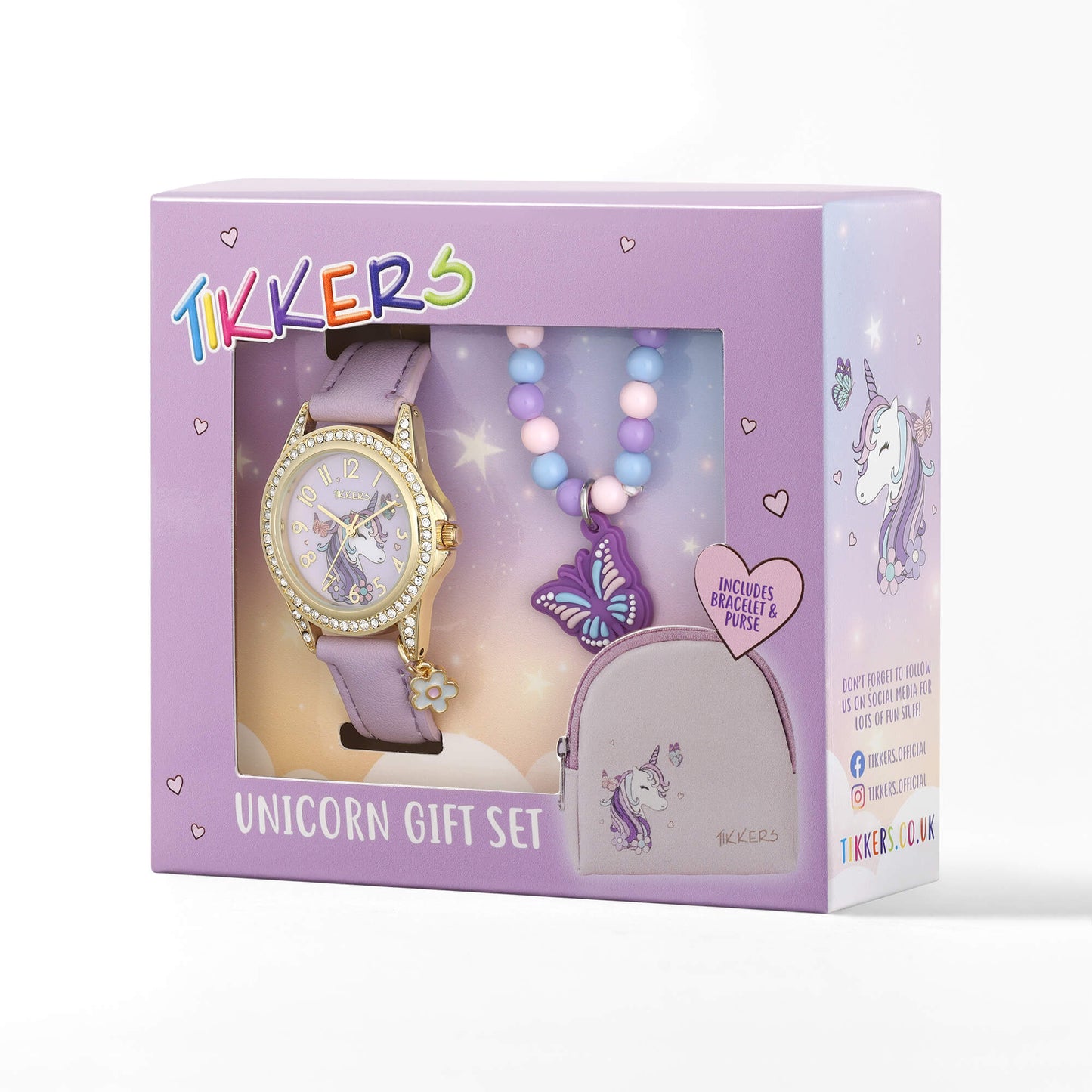 Tikkers ATK1106 Kids Unicorn Gift Set Purple Leather Strap