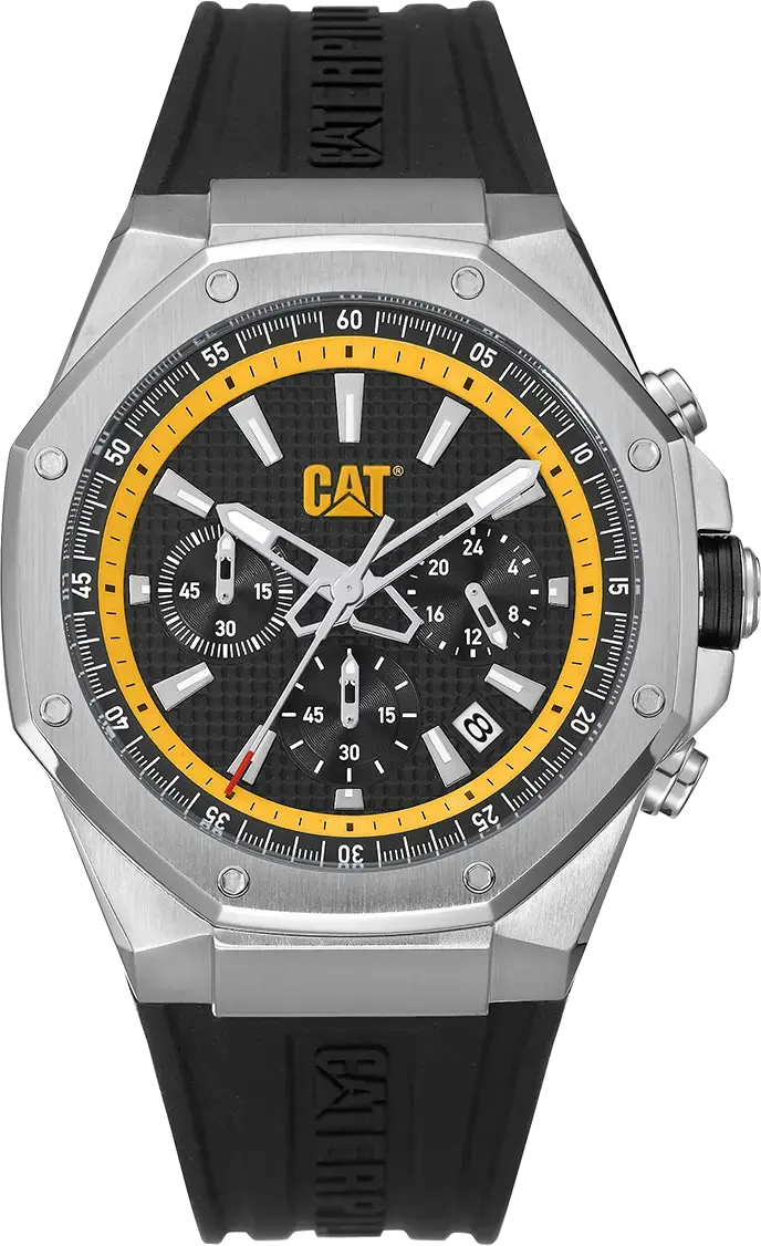 CATERPILLAR AW14321127 Hexline Chronograph Black Silicon Strap Caterpillar