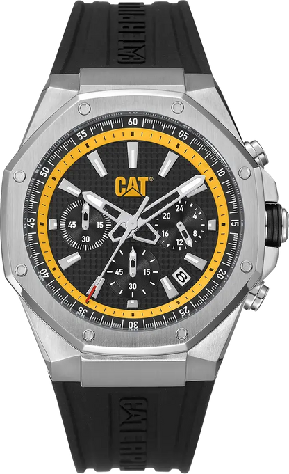 CATERPILLAR AW14321127 Hexline Chronograph Black Silicon Strap Caterpillar