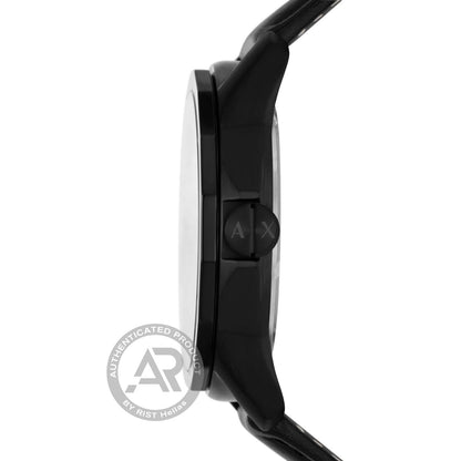 Armani Exchange AX7146SET Cayde Black Leather Strap &amp; Bracelet Set